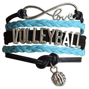 Girls Volleyball Bracelet - Black & Turquoise